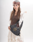 Y2K Leopard Moto Shoulder Bag, Buckle Detail & Convertible Carry