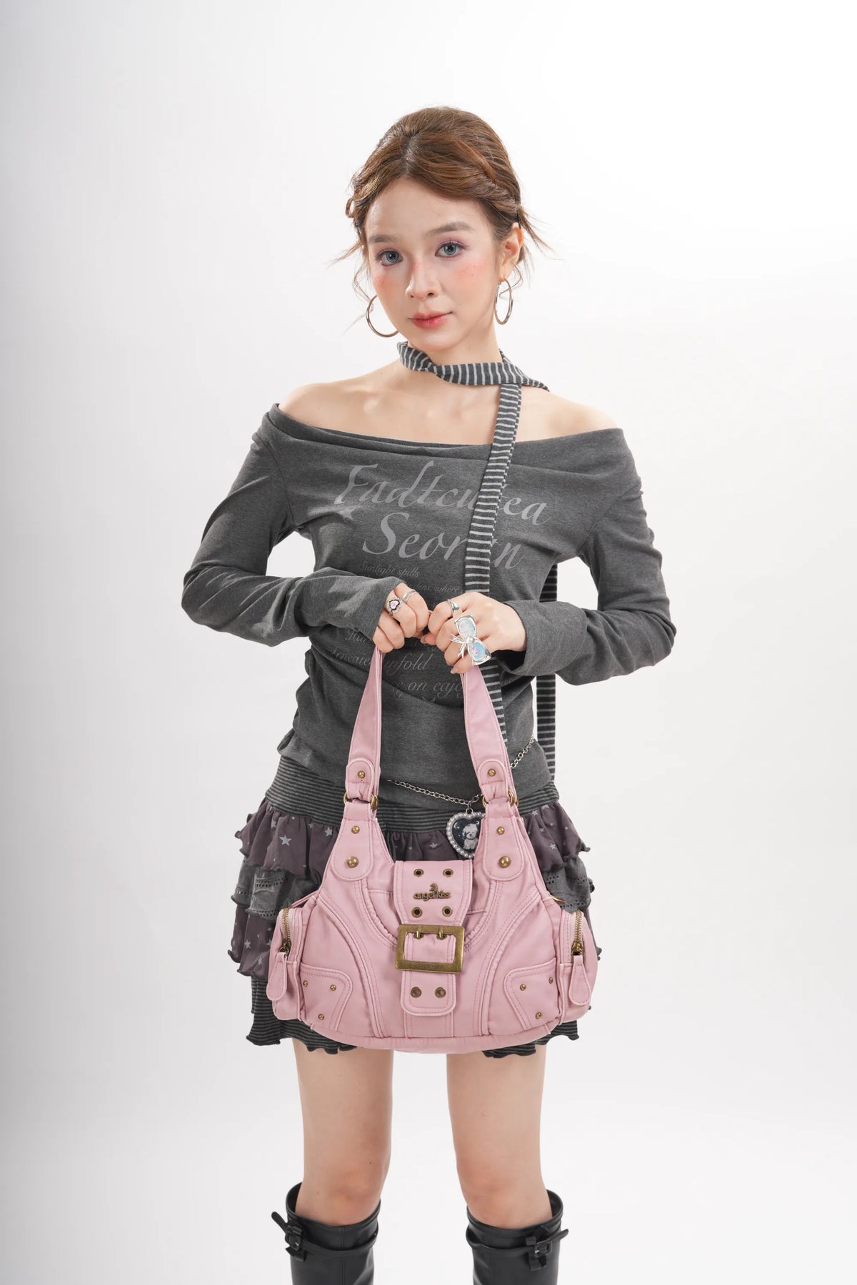 Y2K Leopard Moto Shoulder Bag, Buckle Detail &amp; Convertible Carry