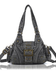 Y2K Leopard Patchwork Crossbody Bag – Front Buckle Retro Shoulder Handbag