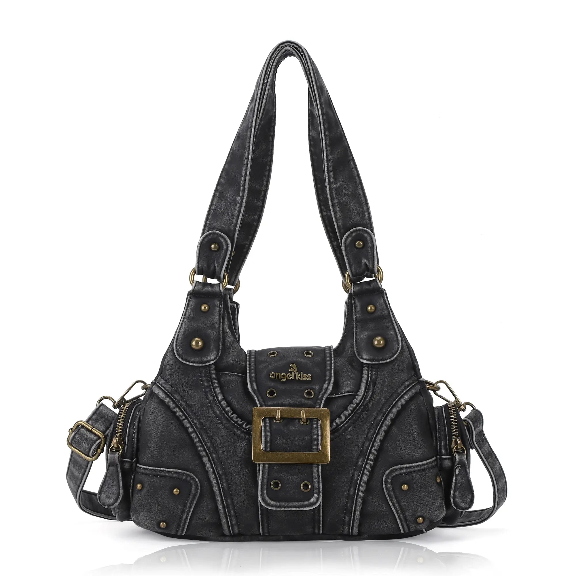 Y2K Leopard Patchwork Crossbody Bag – Front Buckle Retro Shoulder Handbag