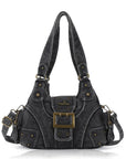 Y2K Leopard Patchwork Crossbody Bag – Front Buckle Retro Shoulder Handbag