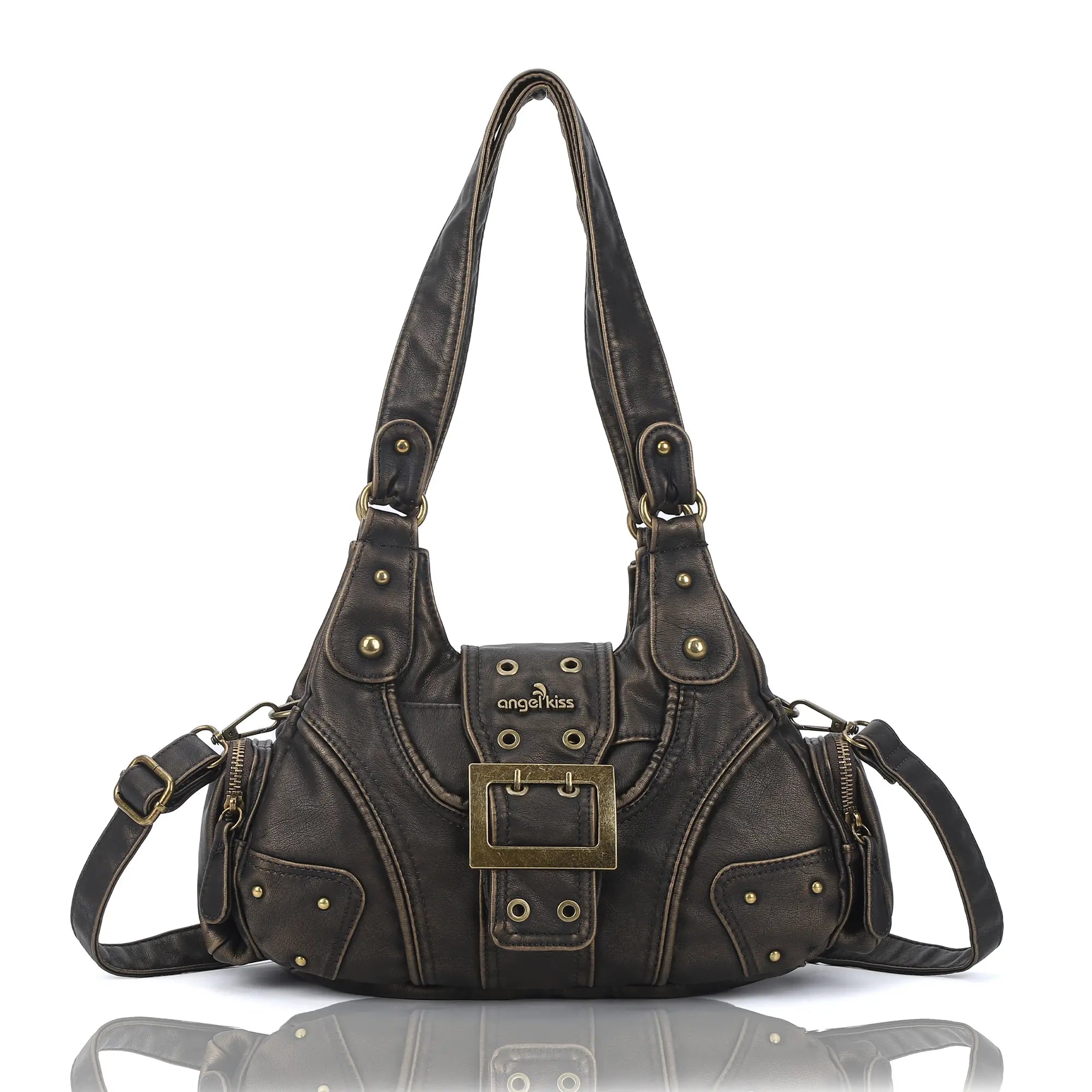 Y2K Leopard Patchwork Crossbody Bag – Front Buckle Retro Shoulder Handbag