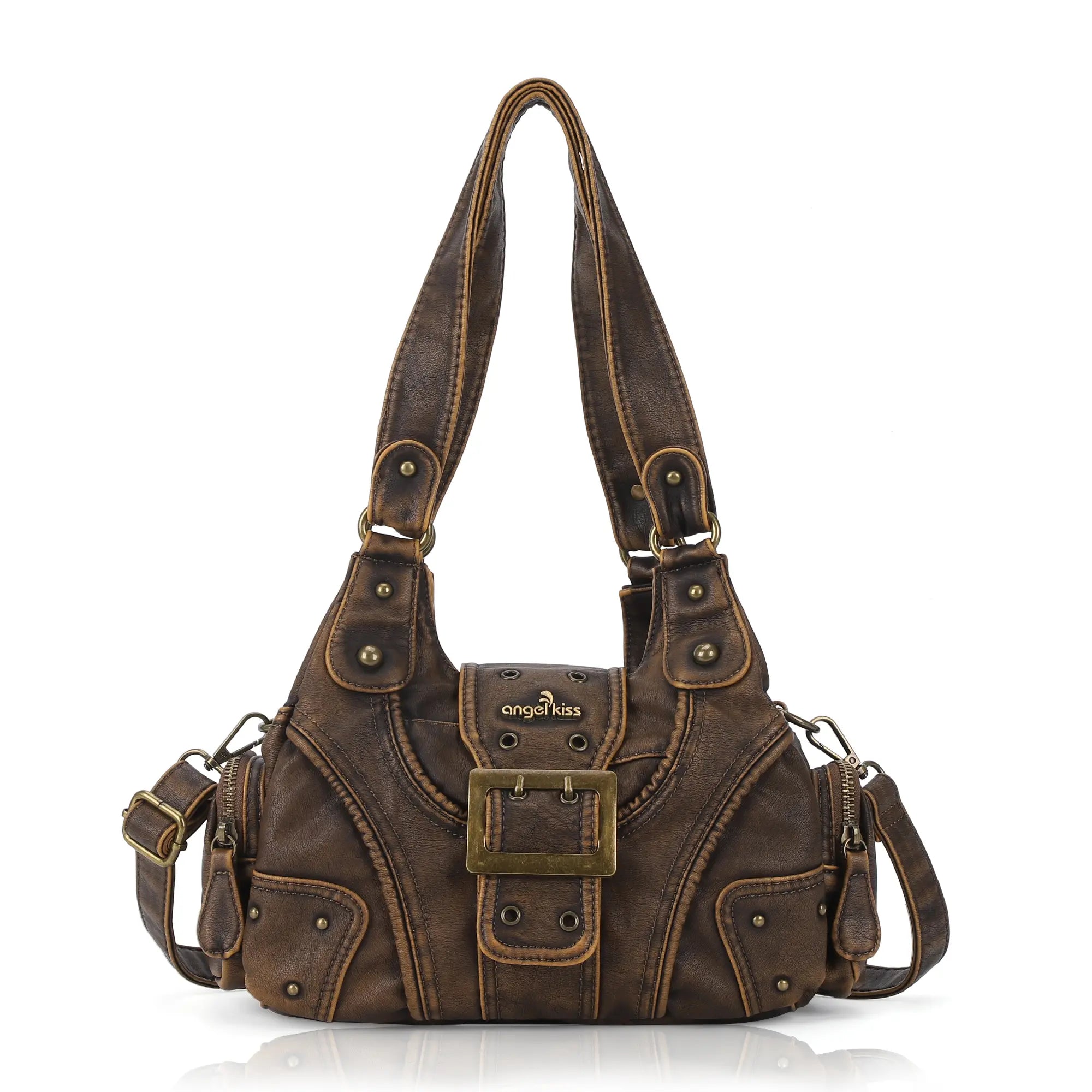 Y2K Leopard Patchwork Crossbody Bag – Front Buckle Retro Shoulder Handbag