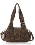 Y2K Leopard Patchwork Crossbody Bag – Front Buckle Retro Shoulder Handbag