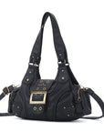 Y2K Leopard Patchwork Crossbody Bag – Front Buckle Retro Shoulder Handbag