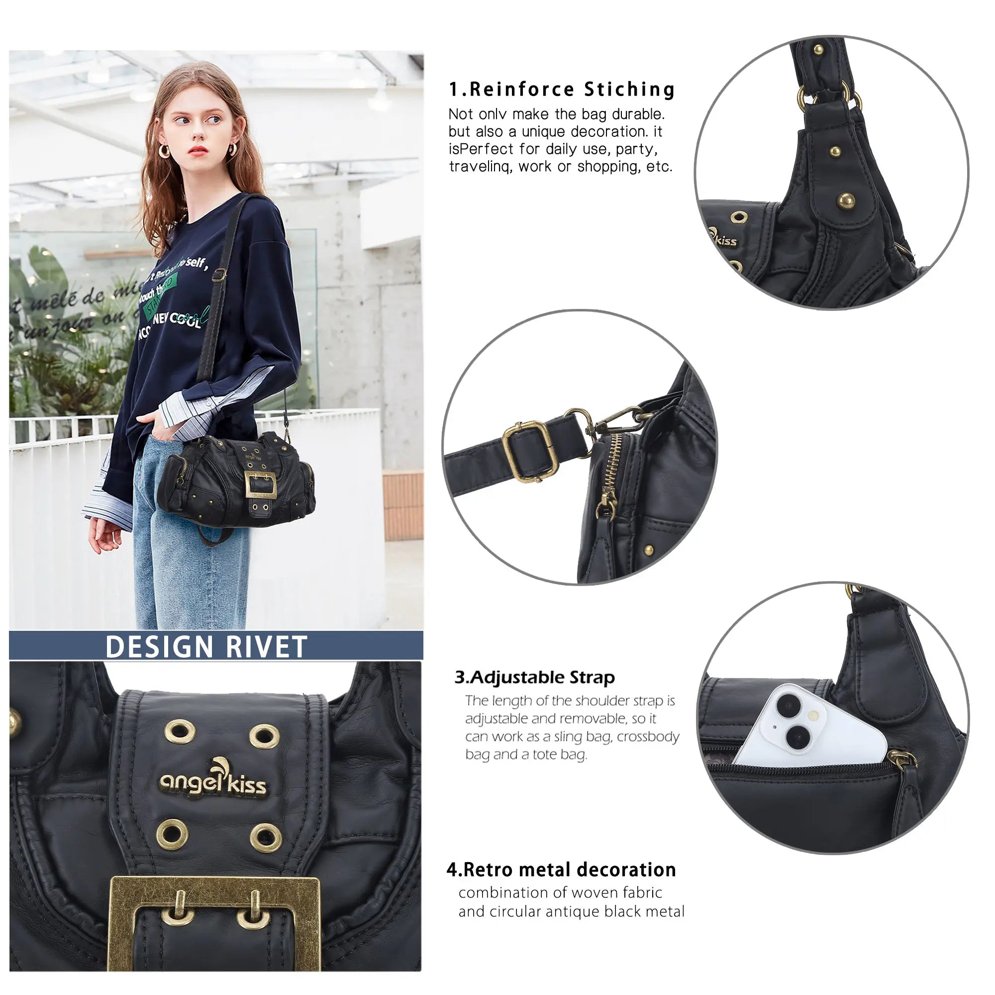 Y2K Leopard Patchwork Crossbody Bag – Front Buckle Retro Shoulder Handbag
