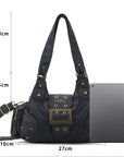 Y2K Leopard Patchwork Crossbody Bag – Front Buckle Retro Shoulder Handbag