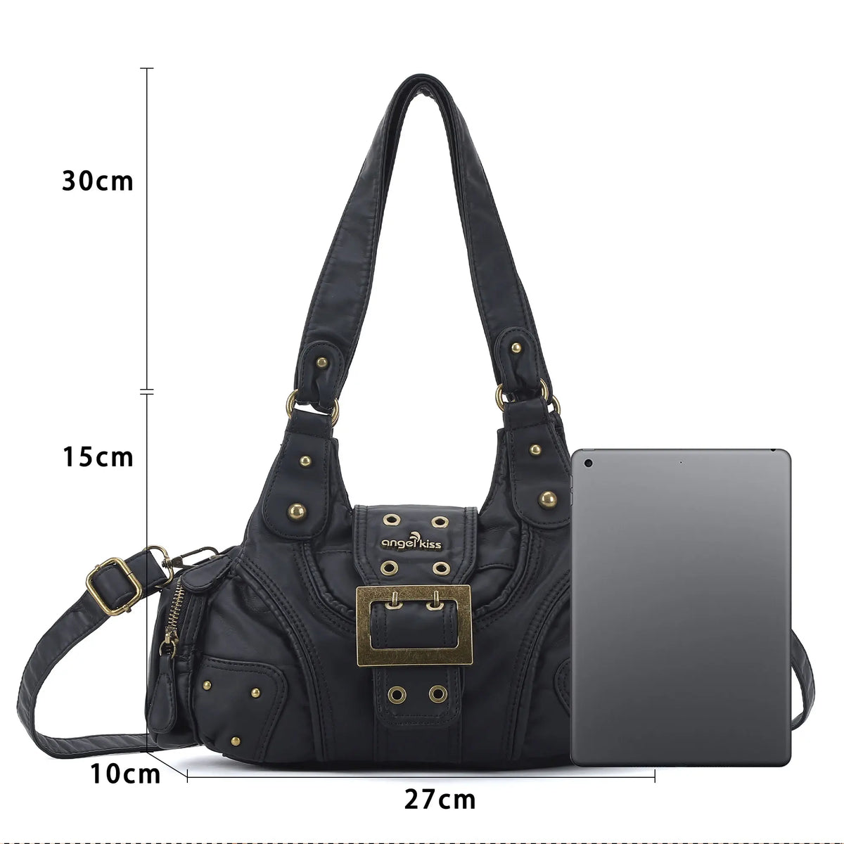 Y2K Leopard Moto Shoulder Bag, Buckle Detail &amp; Convertible Carry