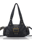 Y2K Leopard Patchwork Crossbody Bag – Front Buckle Retro Shoulder Handbag