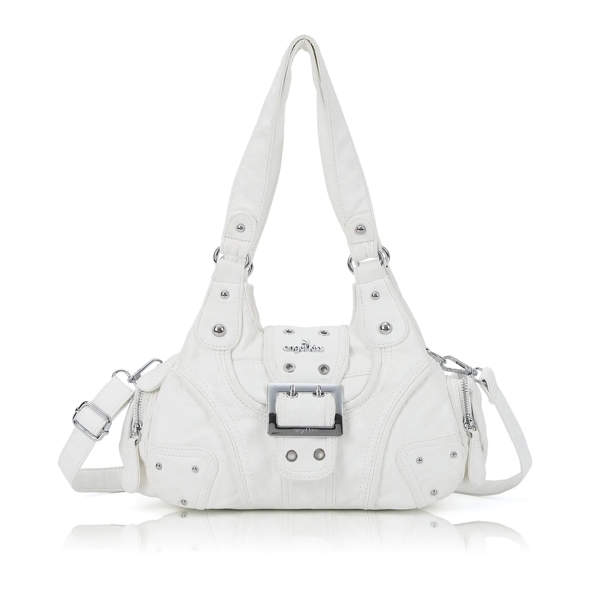 Y2K Leopard Moto Shoulder Bag, Buckle Detail &amp; Convertible Carry