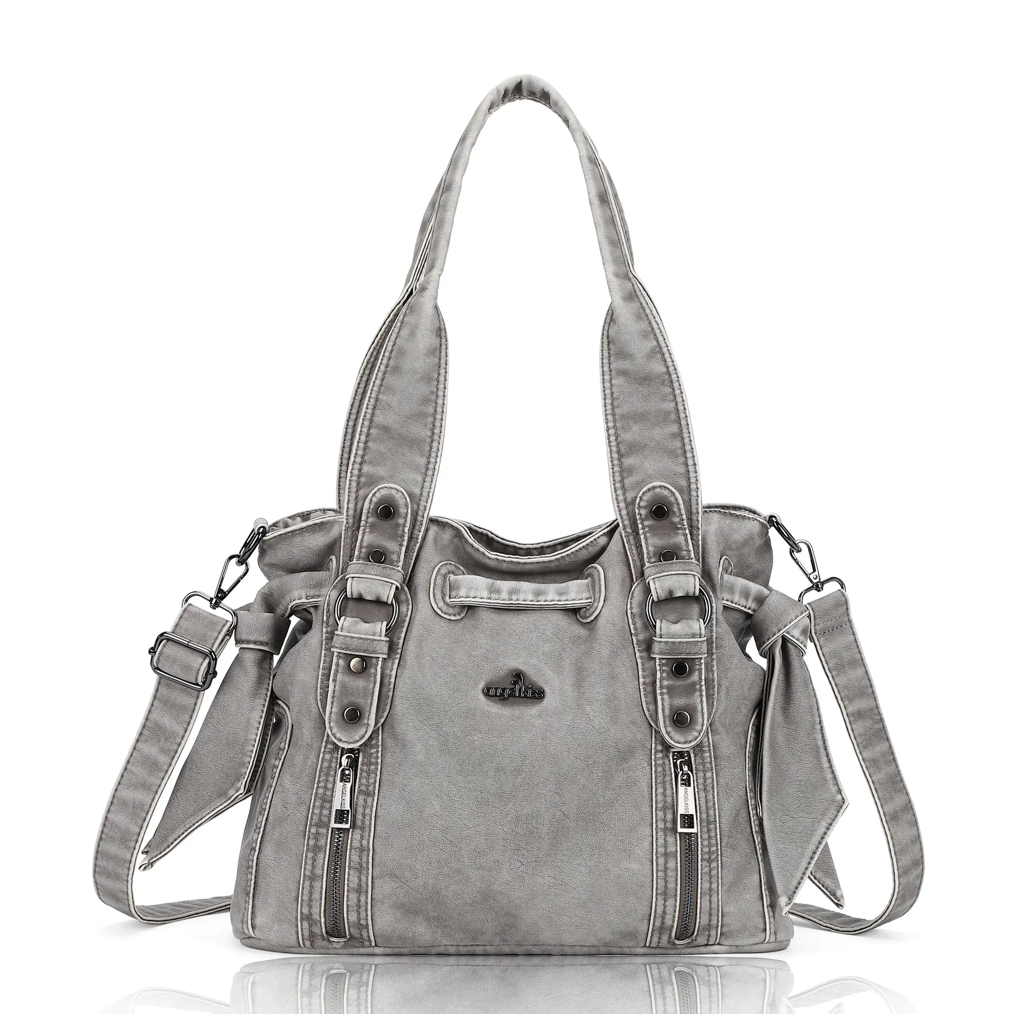 Whimsigoth Studded Shoulder Purse – Casual Weathered Satchel