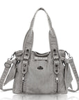 Whimsigoth Studded Shoulder Purse – Casual Weathered Satchel