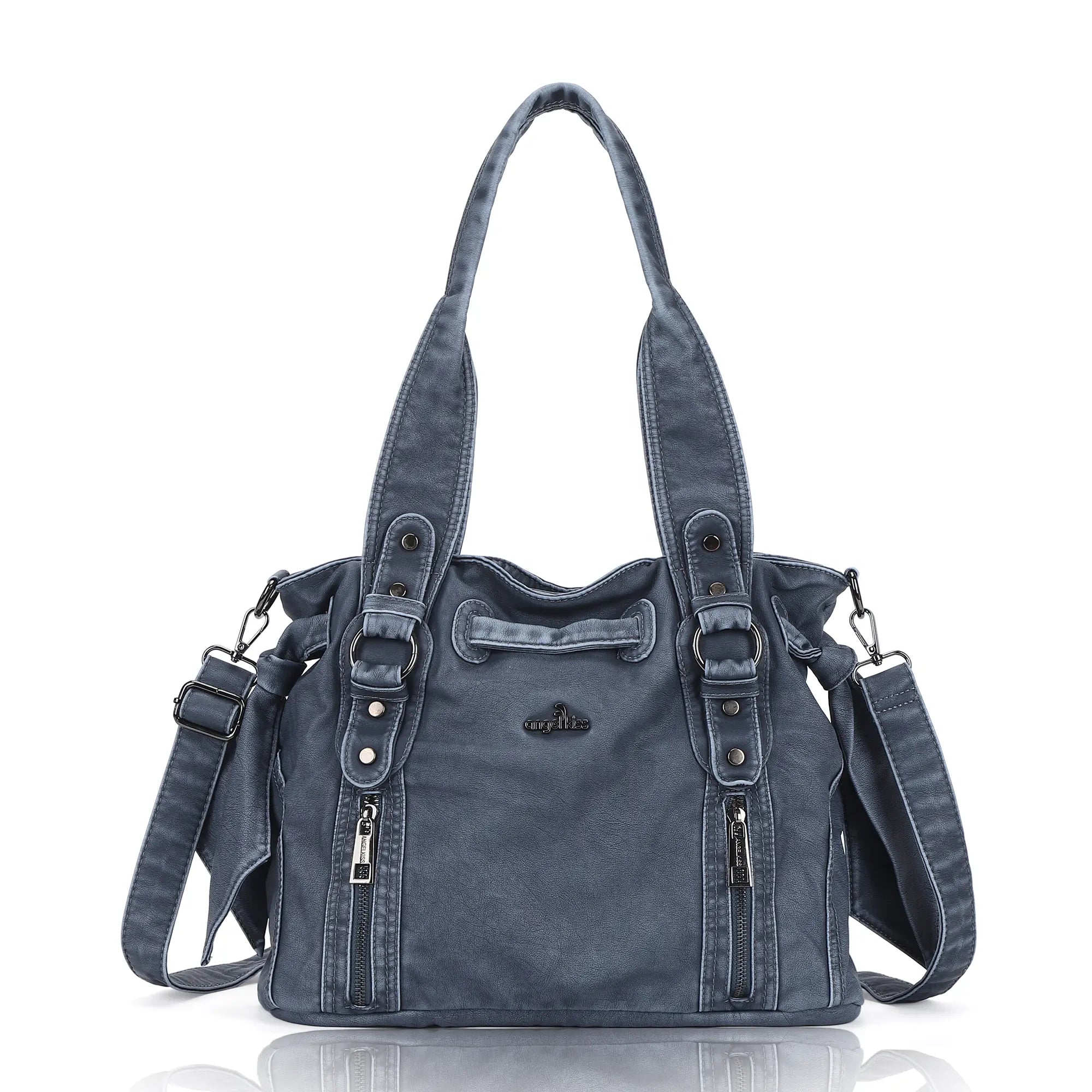 Whimsigoth Studded Shoulder Purse – Casual Weathered Satchel