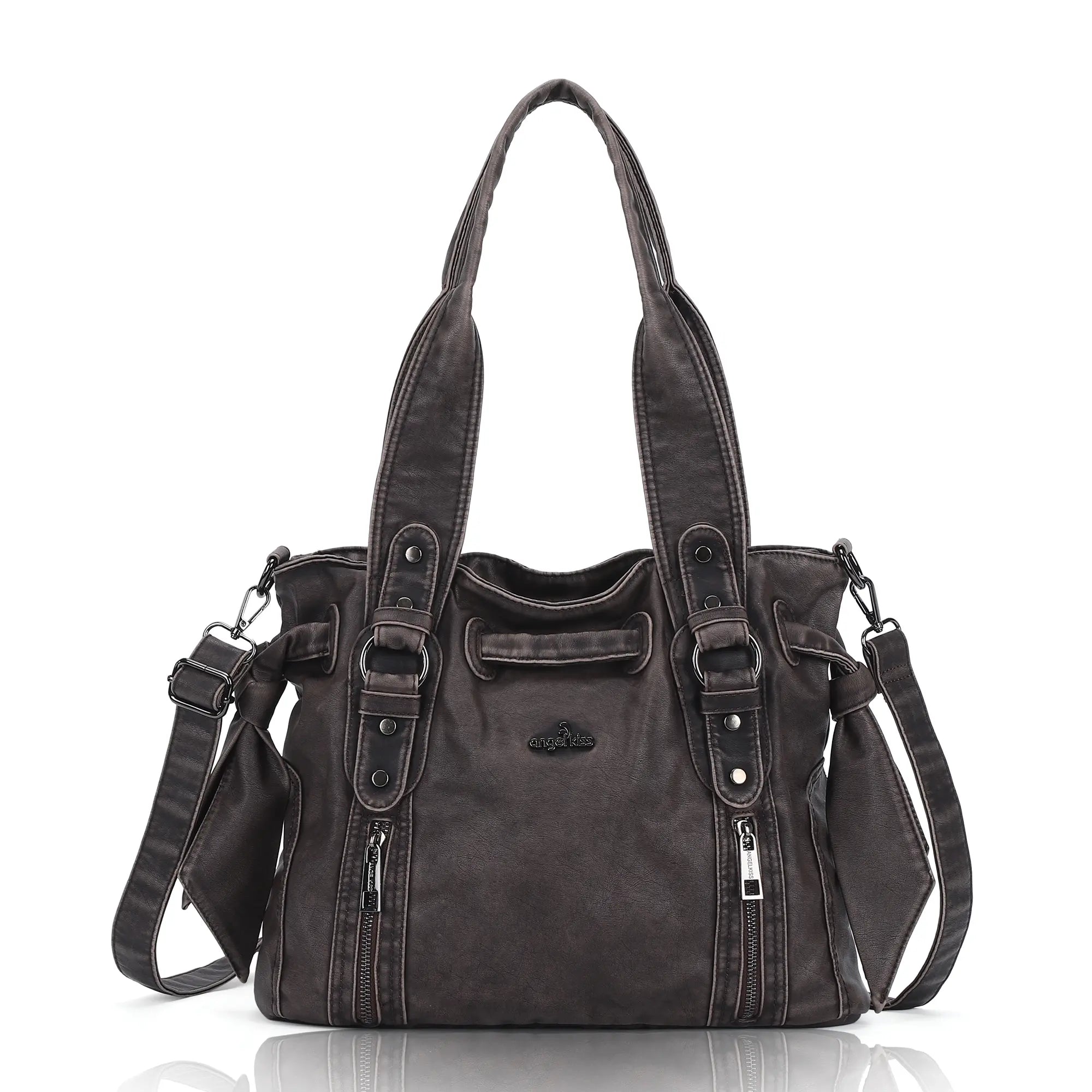 Whimsigoth Studded Shoulder Purse – Casual Weathered Satchel