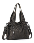 Whimsigoth Studded Shoulder Purse – Casual Weathered Satchel