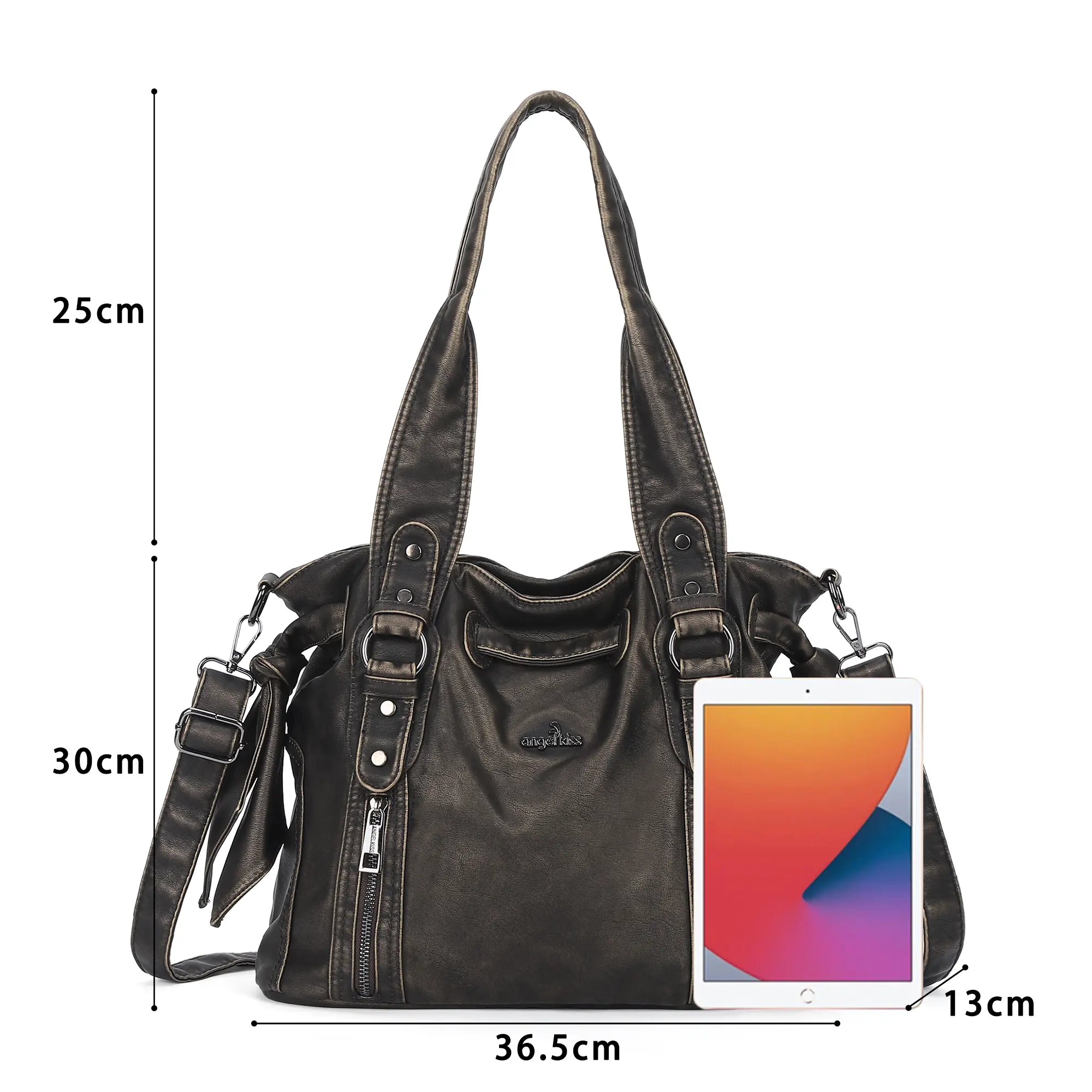 Whimsigoth Studded Shoulder Purse – Casual Weathered Satchel