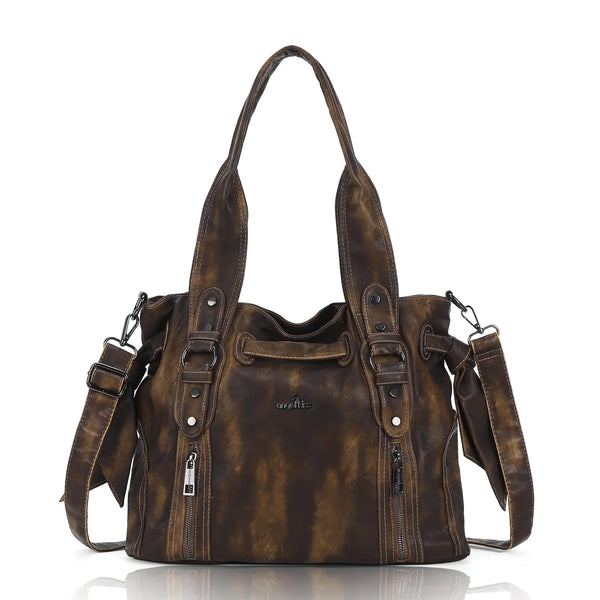 Whimsigoth Studded Shoulder Purse – Casual Weathered Satchel
