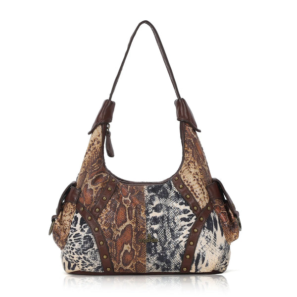 Vintage Studded Hobo Bag – Washed PU Leather Shoulder Purse