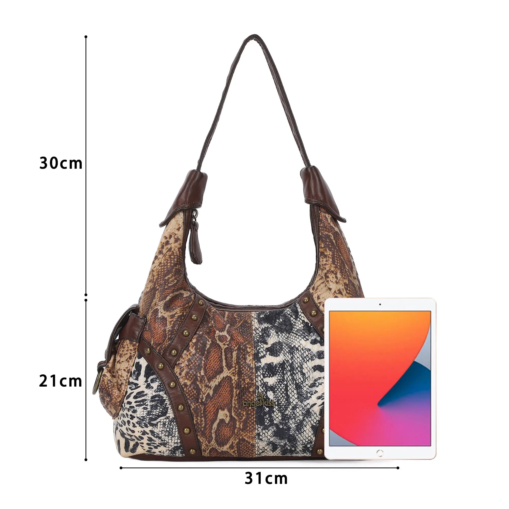 Vintage Studded Hobo Bag – Washed PU Leather Shoulder Purse