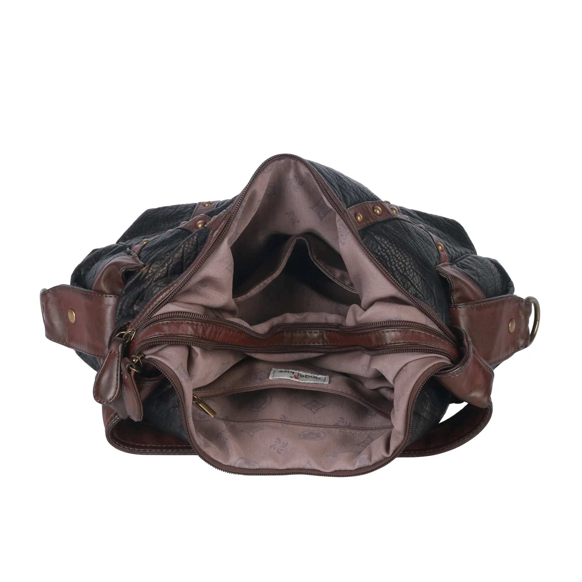 Vintage Studded Hobo Bag – Washed PU Leather Shoulder Purse
