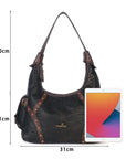 Vintage Studded Hobo Bag – Washed PU Leather Shoulder Purse