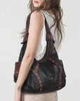 Vintage Studded Hobo Bag – Washed PU Leather Shoulder Purse