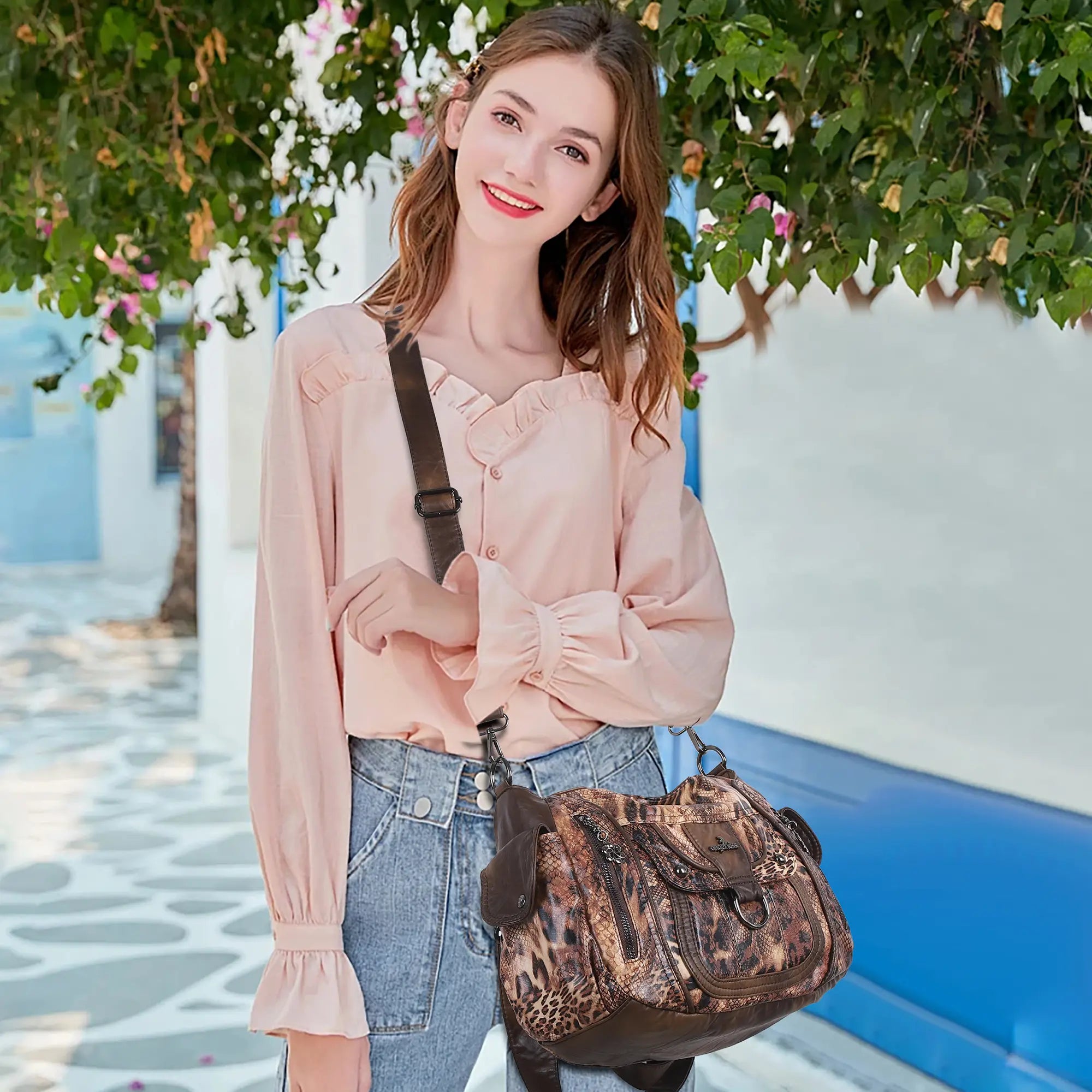Large Multi Pocket Hobo Purse for Women with Adjustable Strap