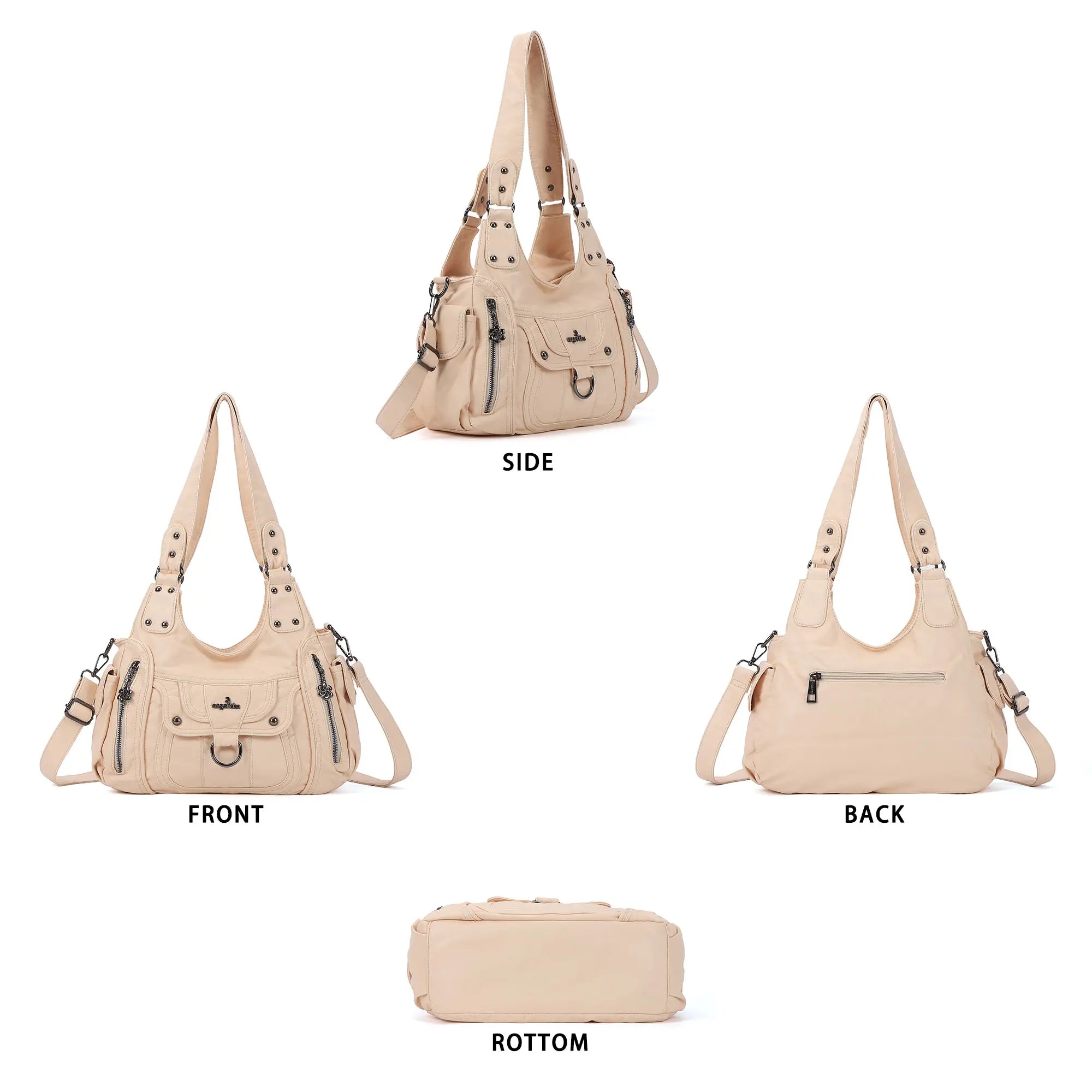 Large Multi Pocket Hobo Purse for Women with Adjustable Strap