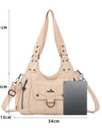 Large Multi Pocket Hobo Purse for Women with Adjustable Strap
