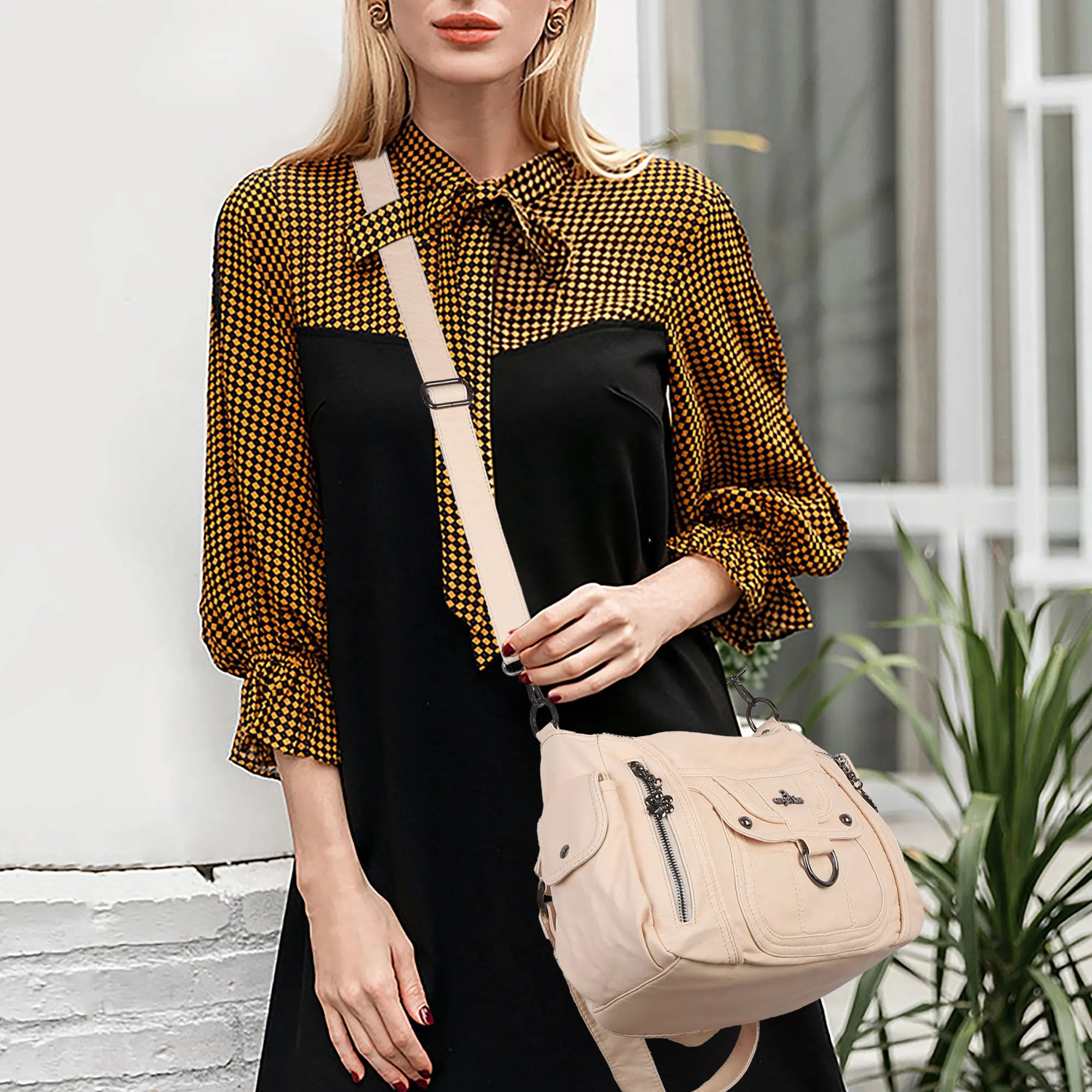 Large Multi Pocket Hobo Purse for Women with Adjustable Strap
