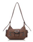 Vintage Washed Crescent Shoulder Bag - Y2K Multi-Pocket Underarm Crossbody Purse