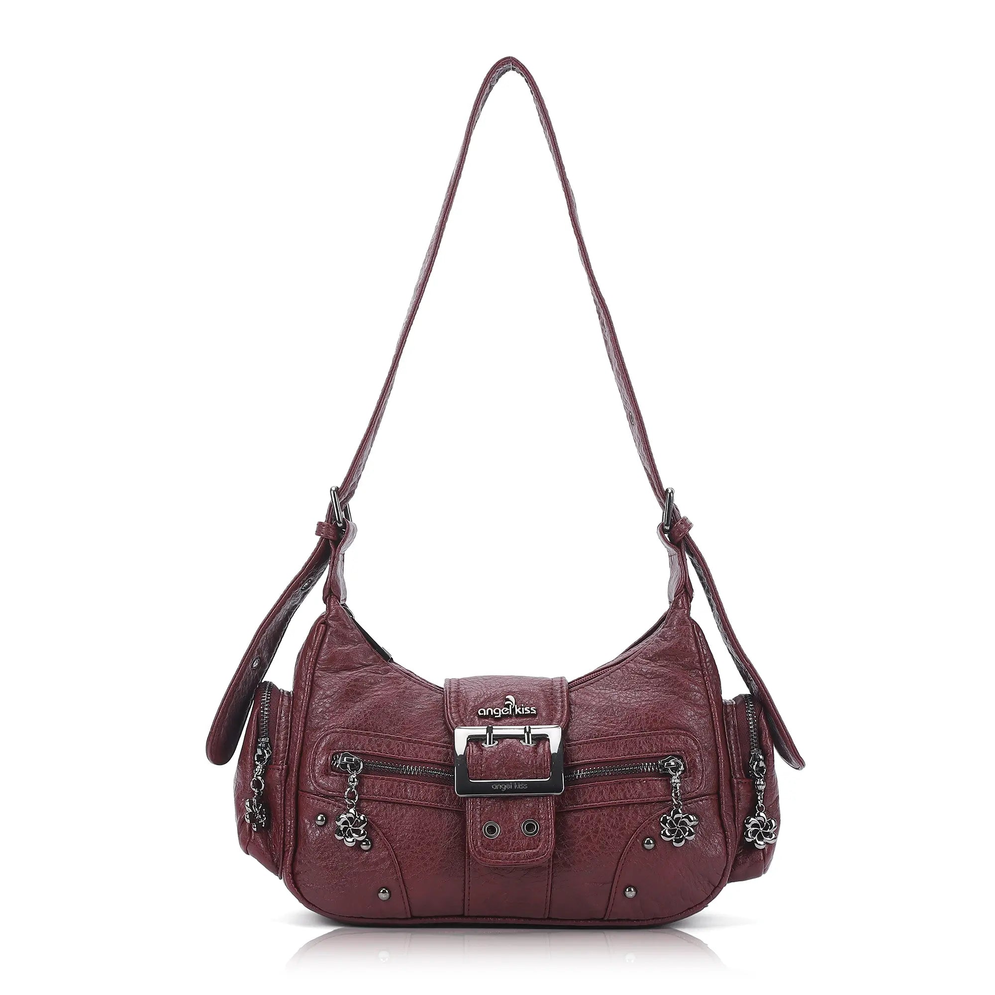 Vintage Washed Crescent Shoulder Bag - Y2K Multi-Pocket Underarm Crossbody Purse