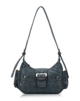 Vintage Washed Crescent Shoulder Bag - Y2K Multi-Pocket Underarm Crossbody Purse