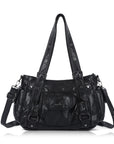 Vintage Washed Slouchy Hobo - Studded Multi-Pocket Crossbody