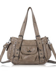 Vintage Washed Slouchy Hobo - Studded Multi-Pocket Crossbody