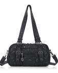 Vintage Soft Leather Boston Bag - Studded Barrel Shoulder Handbag