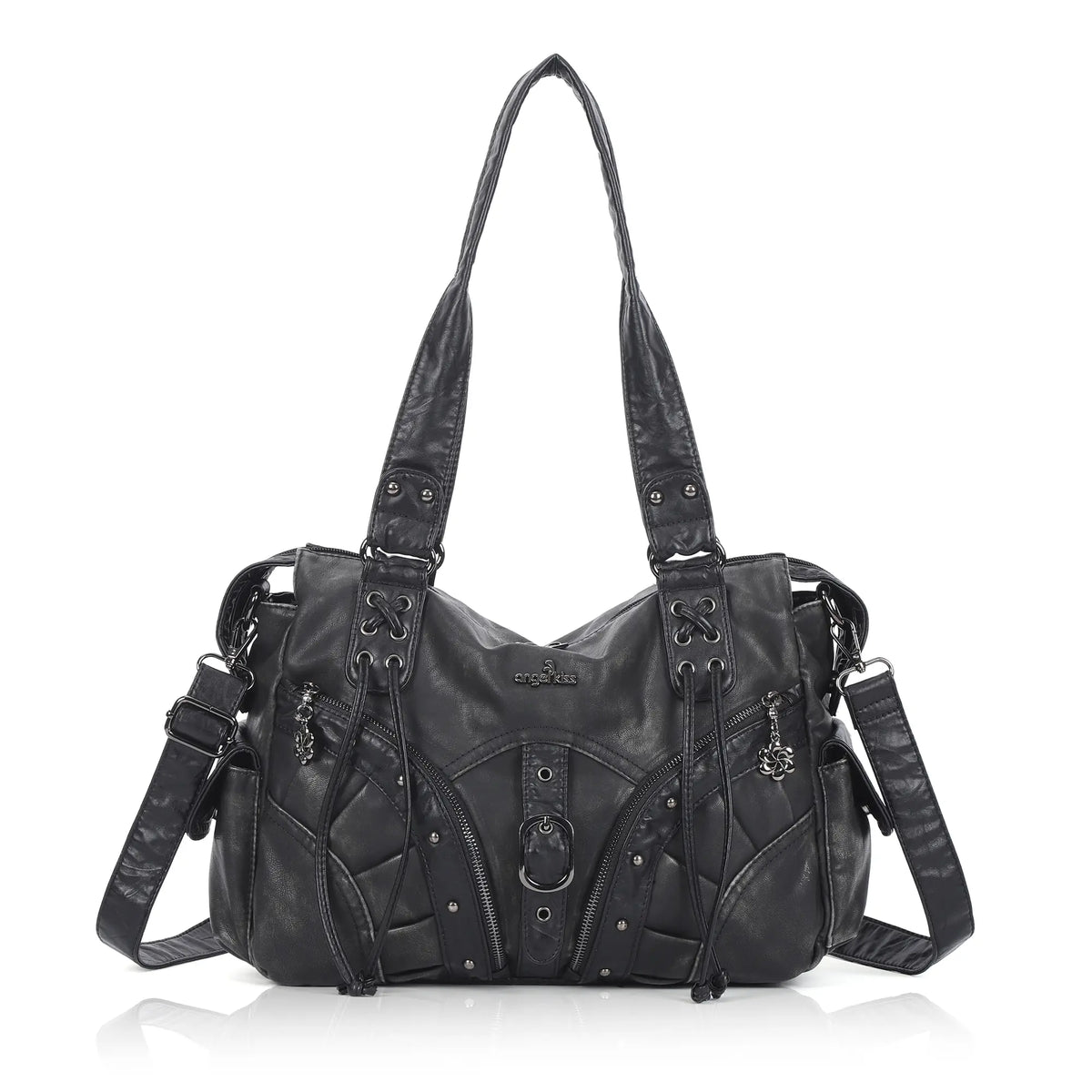 Y2K Vintage Moto Multi-Pocket Shoulder Bag – Slouchy Everyday Purse