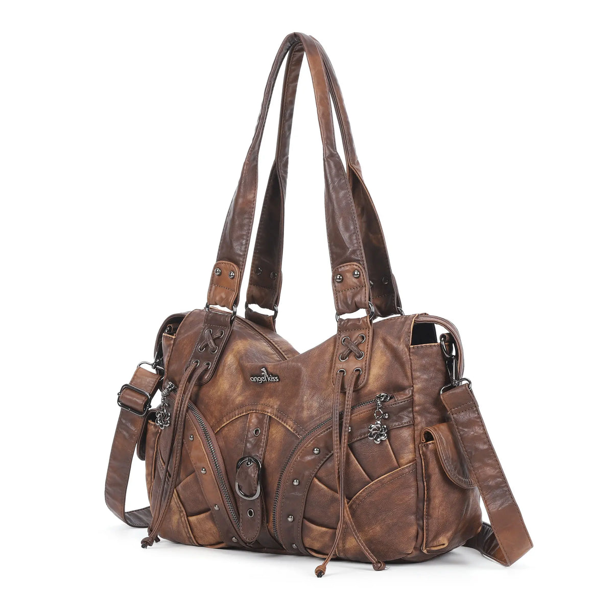Y2K Vintage Moto Multi-Pocket Shoulder Bag – Slouchy Everyday Purse