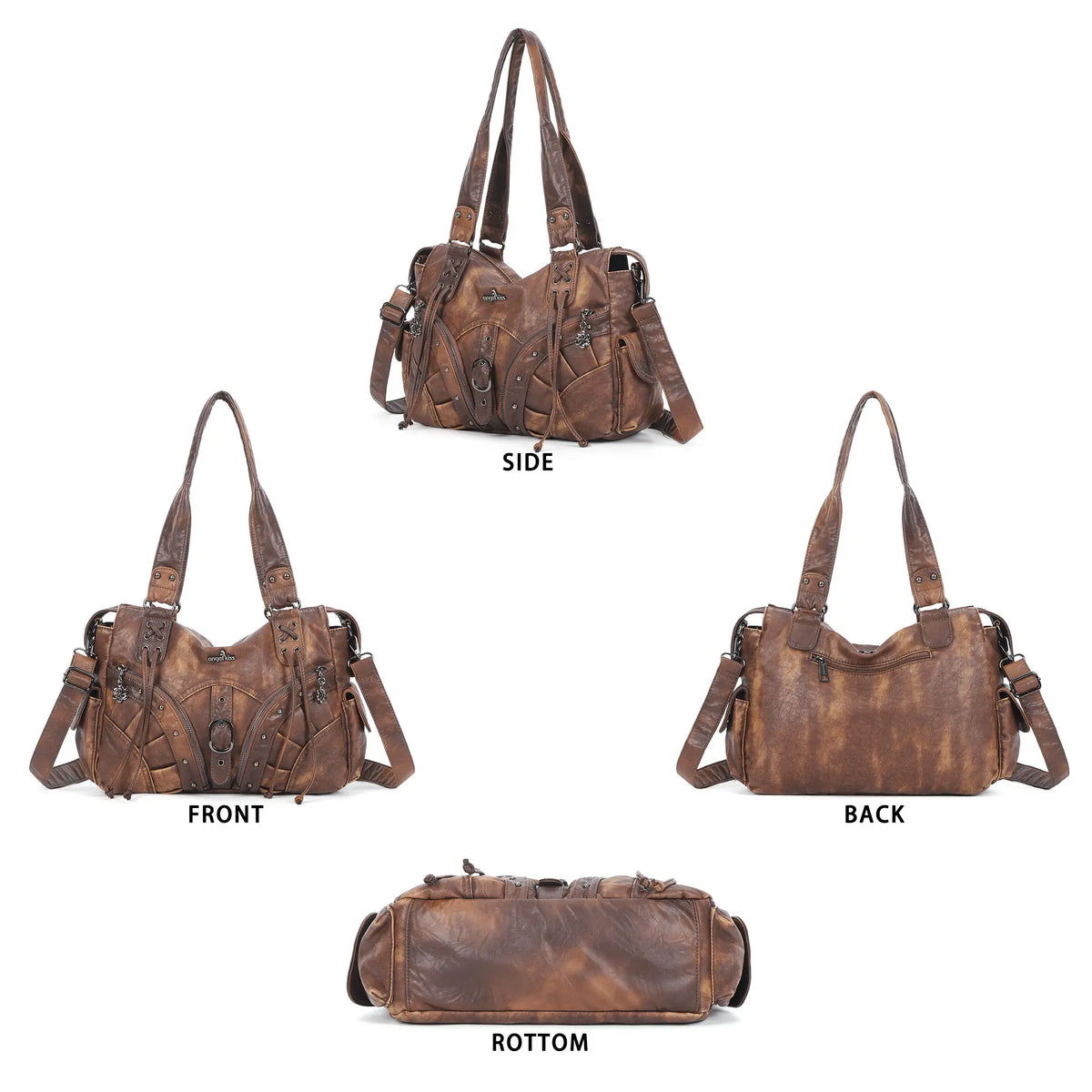 Y2K Vintage Moto Multi-Pocket Shoulder Bag – Slouchy Everyday Purse