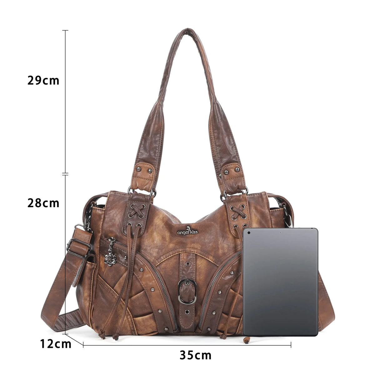 Y2K Vintage Moto Multi-Pocket Shoulder Bag – Slouchy Everyday Purse