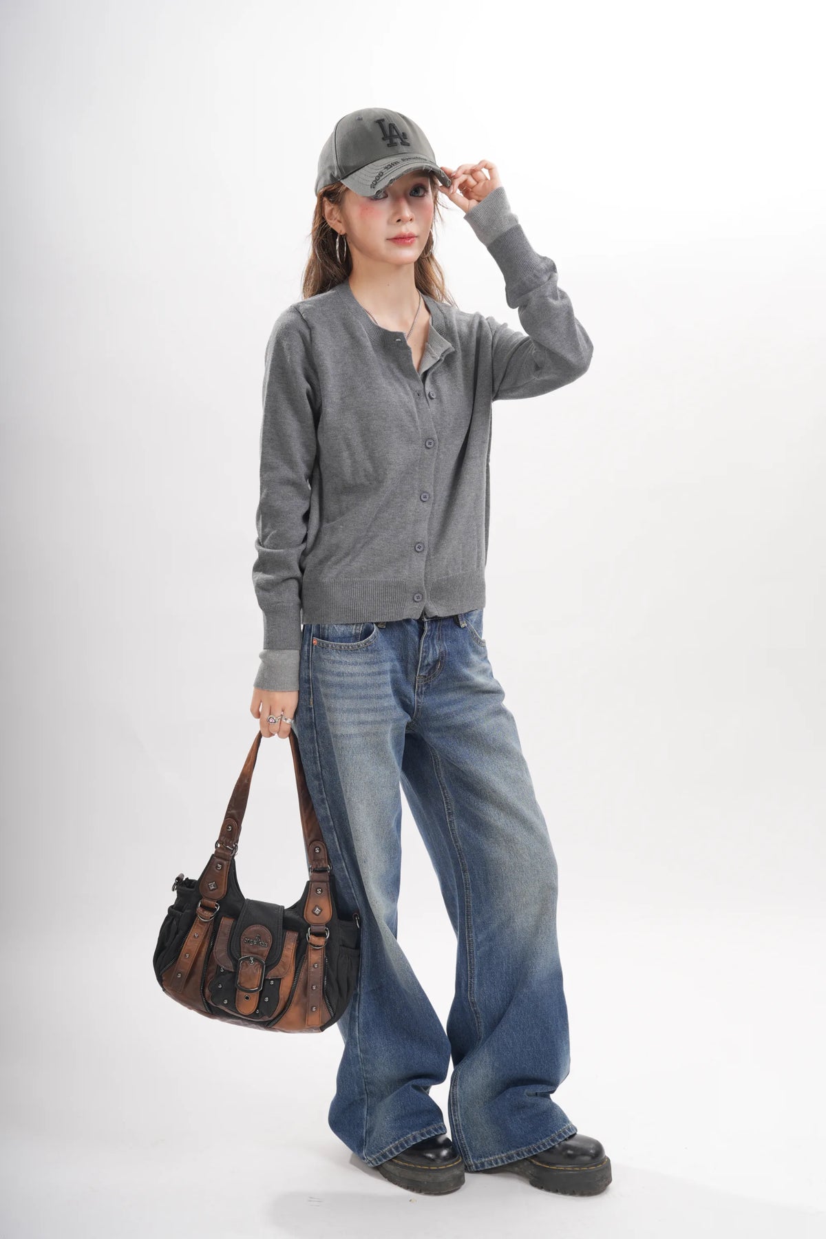 Vintage Utility Organizer Shoulder Bag