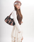 Vintage Utility Organizer Shoulder Bag