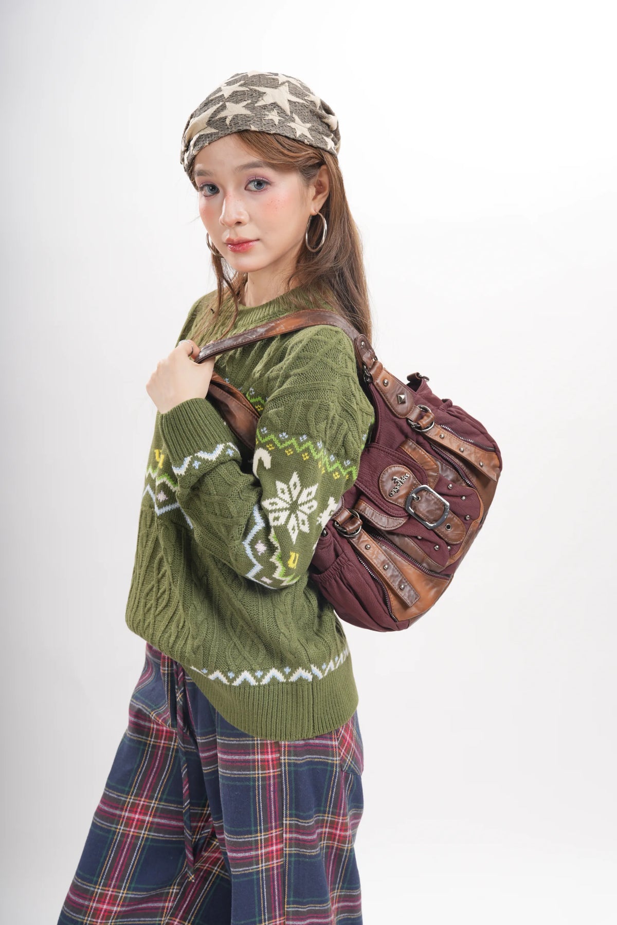 Vintage Utility Organizer Shoulder Bag