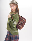 Vintage Utility Organizer Shoulder Bag