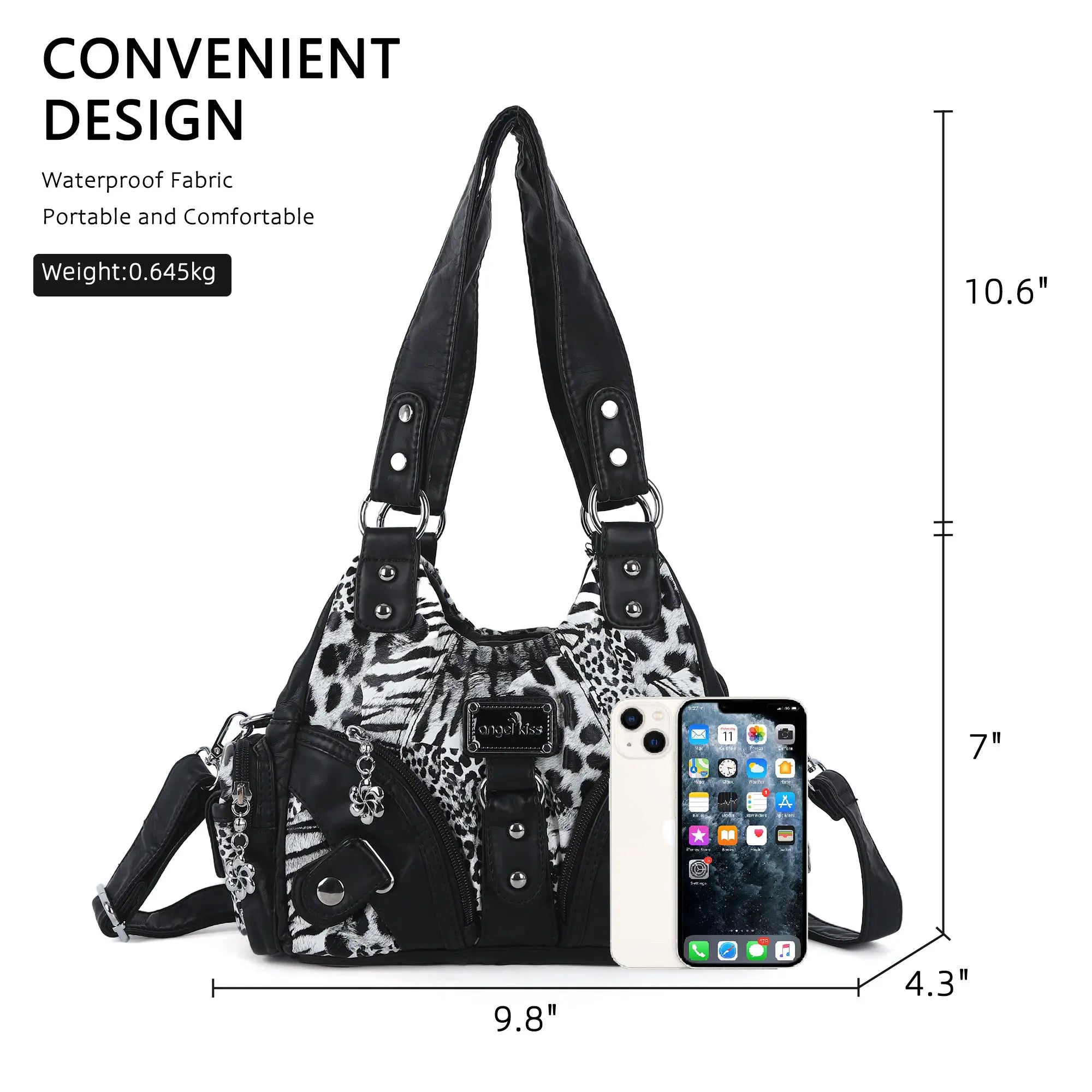 Leopard Print Y2K Shoulder Bag with Studded Details