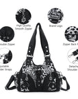 Leopard Print Y2K Shoulder Bag with Studded Details