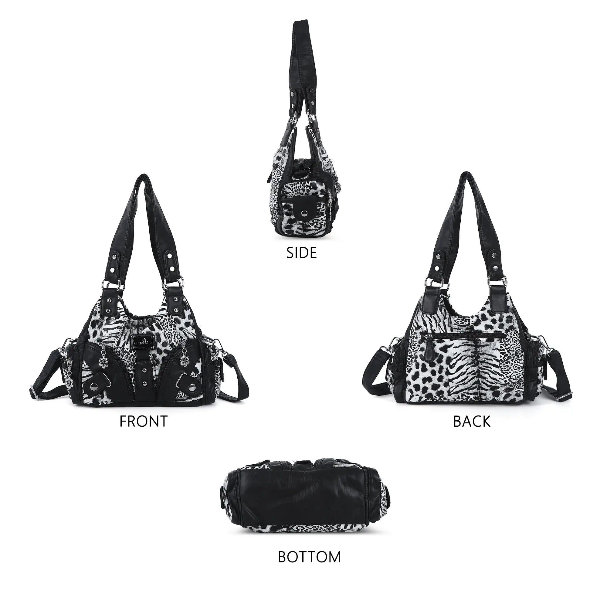 Leopard Print Y2K Shoulder Bag with Studded Details