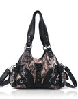 Leopard Print Y2K Shoulder Bag with Studded Details
