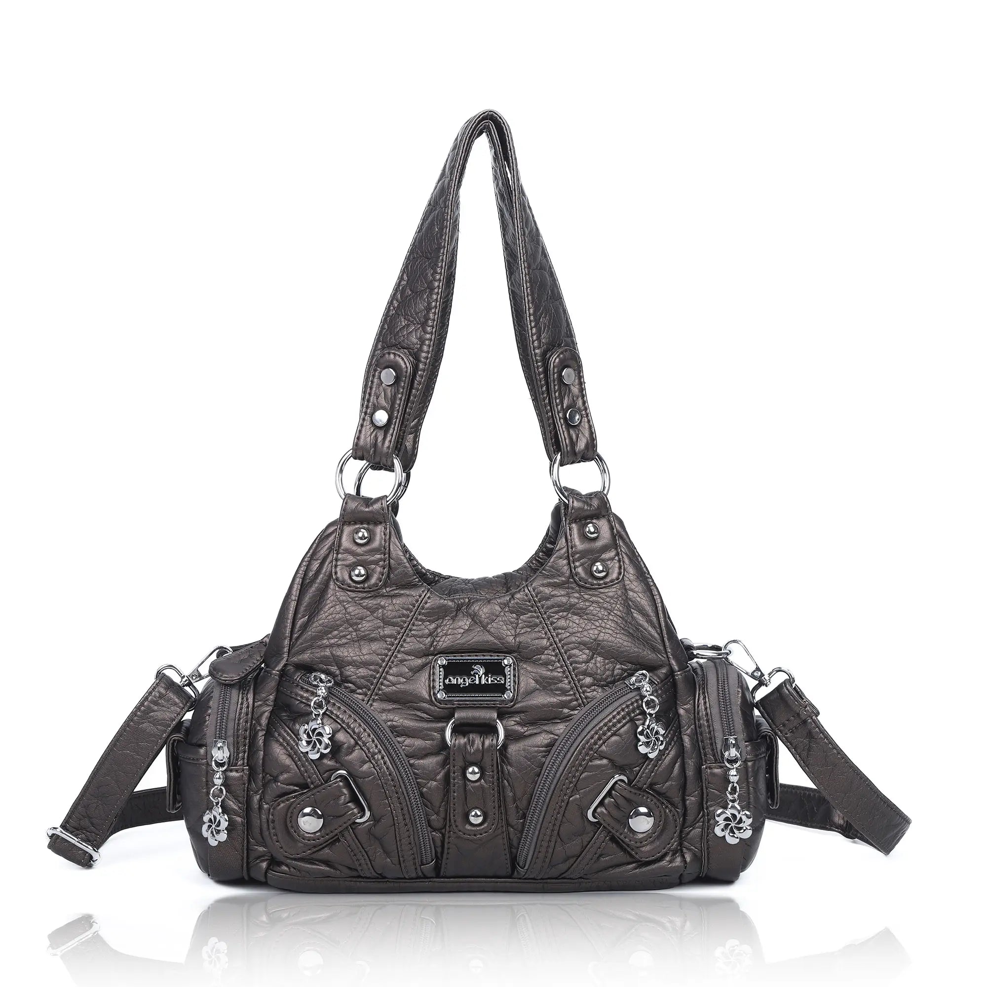 Small Everyday Shoulder Purse with Front Zip Pockets