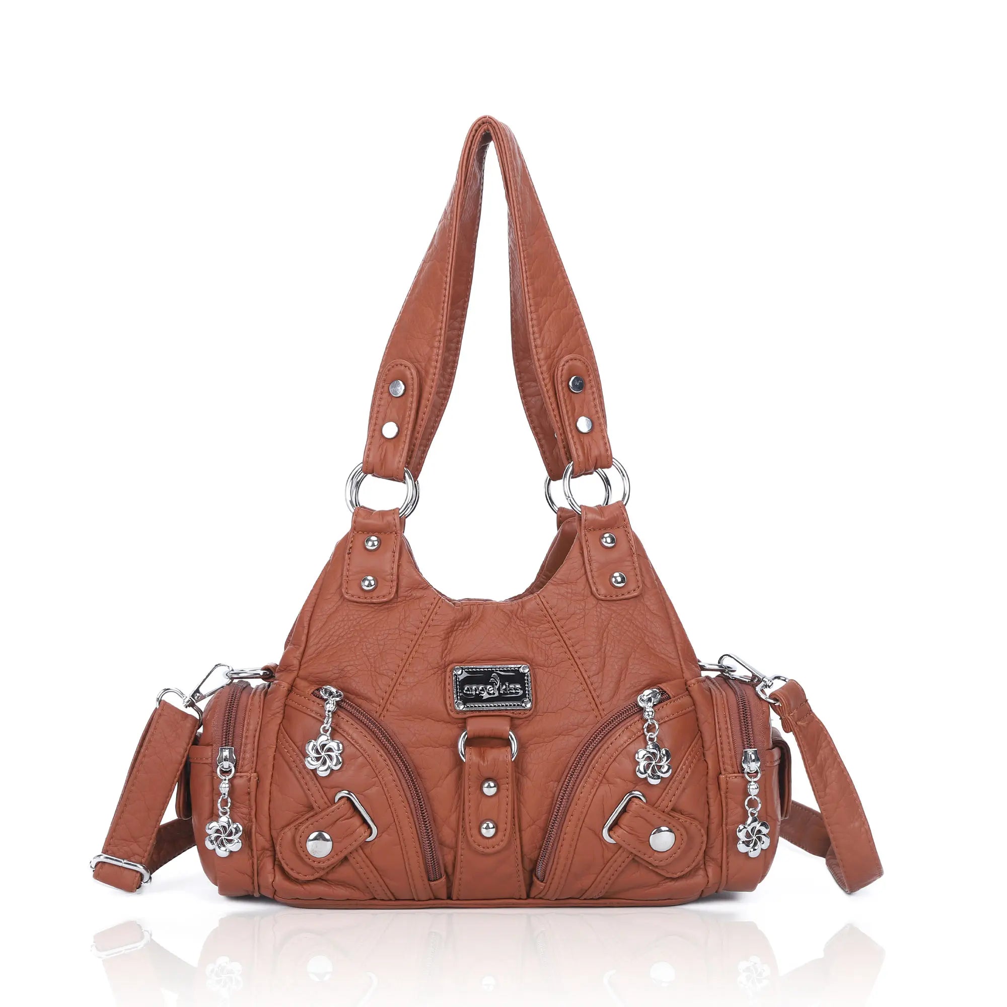 Small Everyday Shoulder Purse with Front Zip Pockets